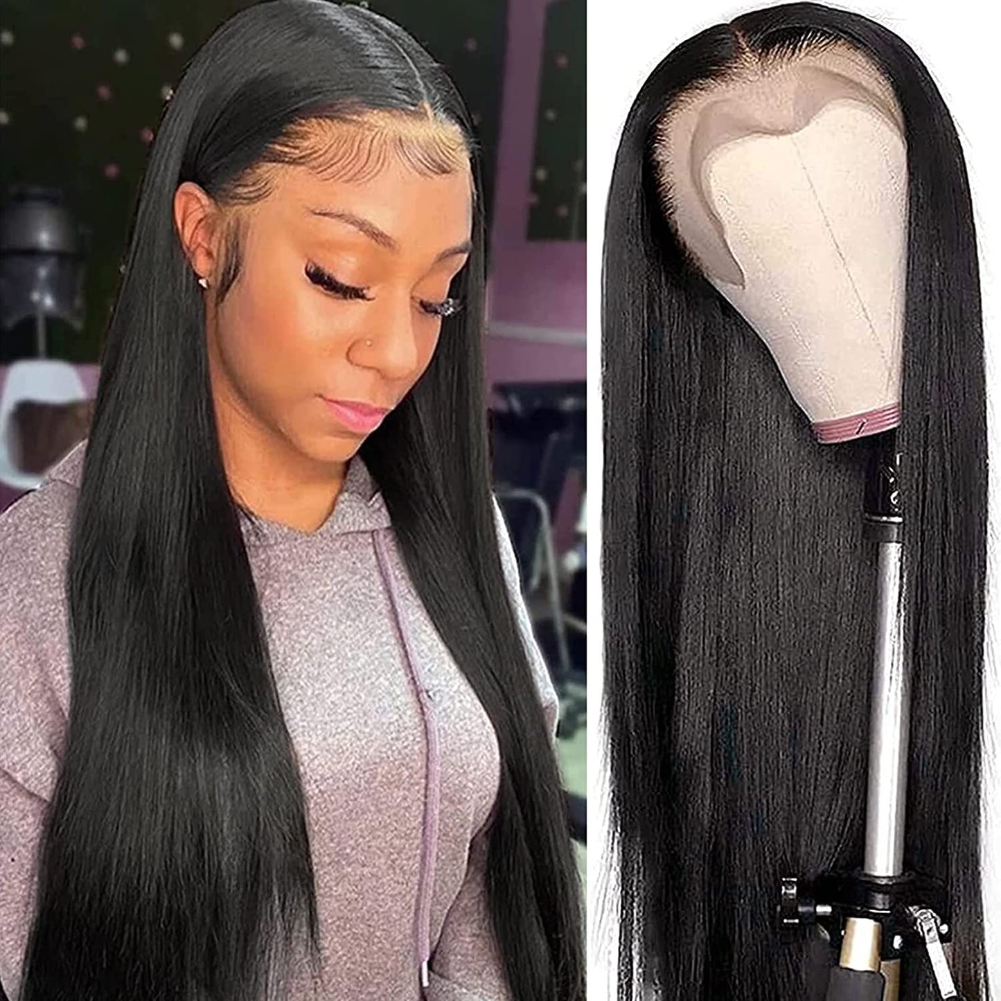 13x4 Straight Lace Frontal Brazilian Human Hair Wig180% & 210% Density