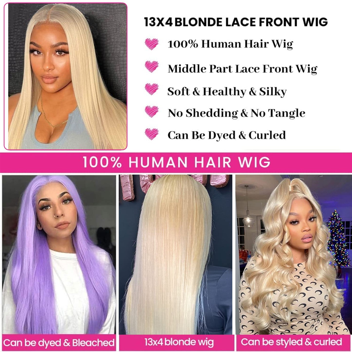 613 13x4 Straight Lace Frontal Human Hair Wig 180% & 210% Density