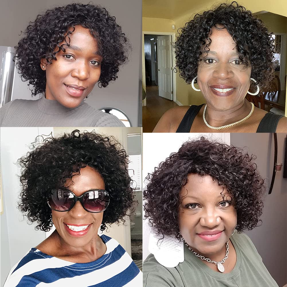 10 inch Short Kinky Curly Bob Wig Human Hair Wigs