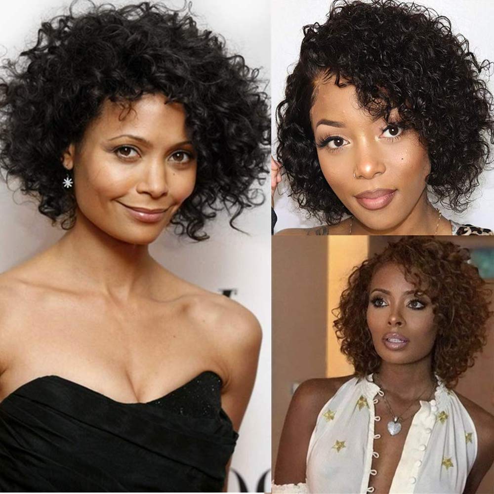 10 inch Short Kinky Curly Bob Wig Human Hair Wigs