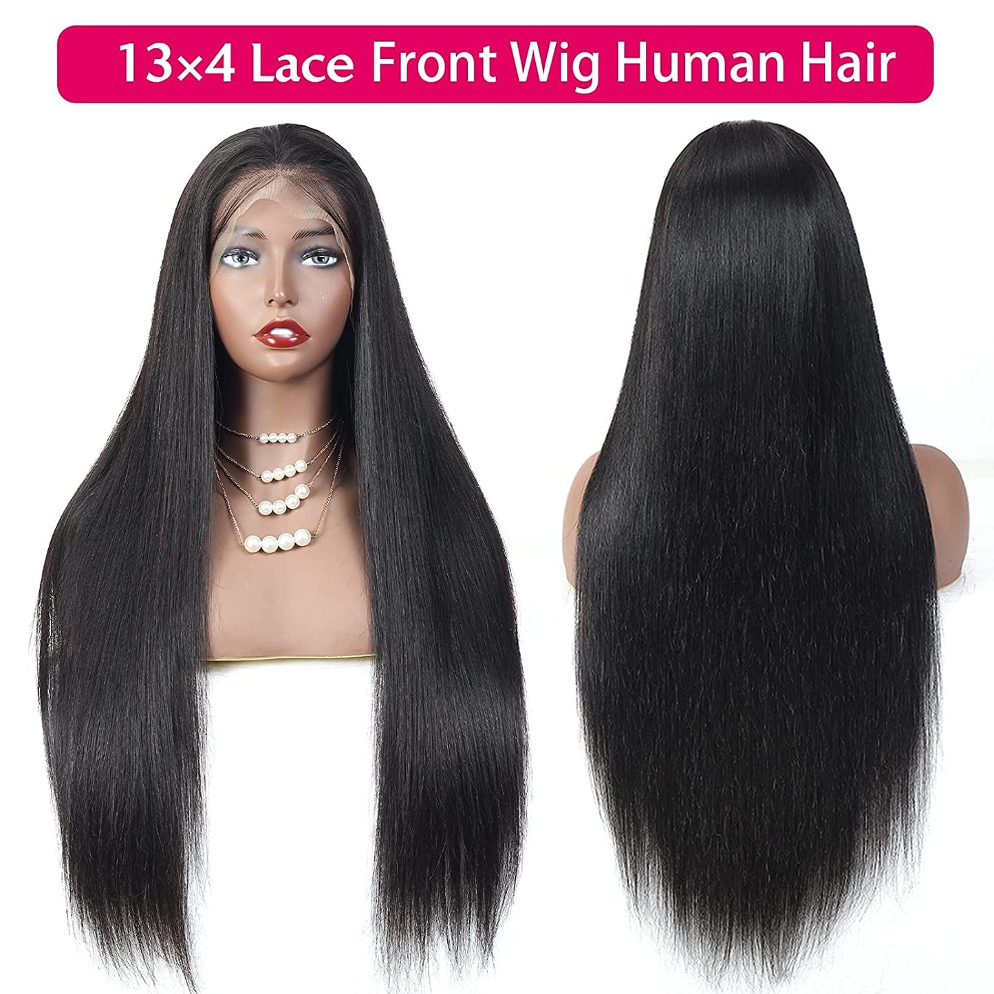13x4 Straight Lace Frontal Brazilian Human Hair Wig180% & 210% Density