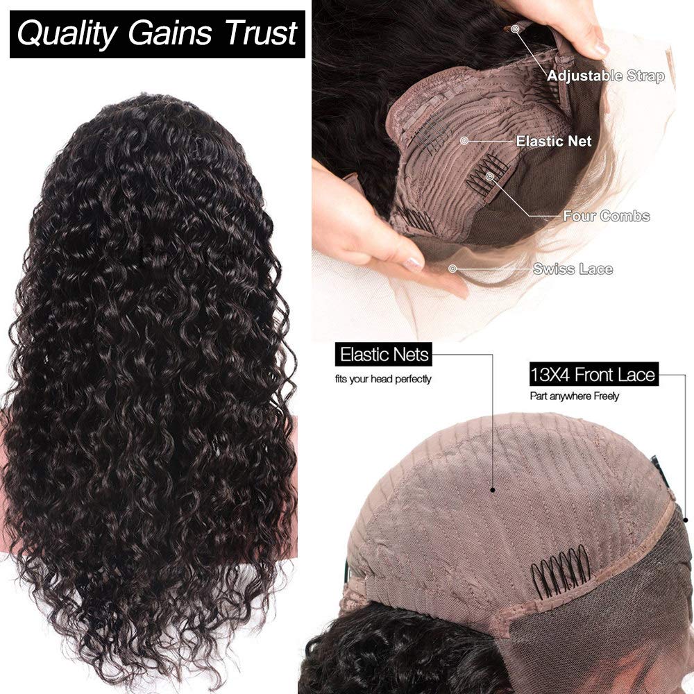 13x4 Deep Wave Lace Front Human Hair Wigs With Baby Hair 180% & 210% Density Natural Color
