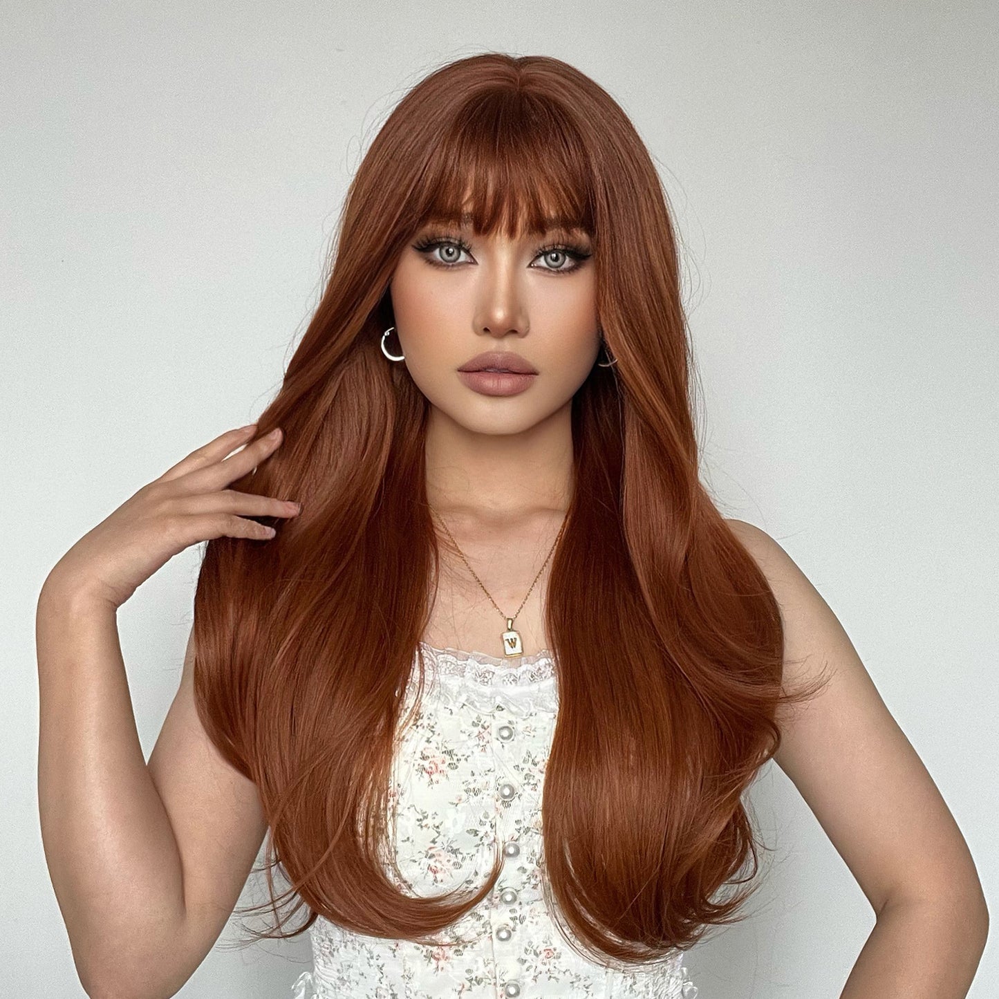 24 Inches natural buckle at the end of hair brown fashion wig LC015