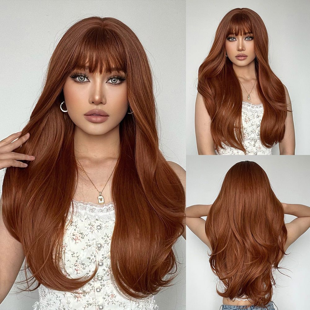 24 Inches natural buckle at the end of hair brown fashion wig LC015