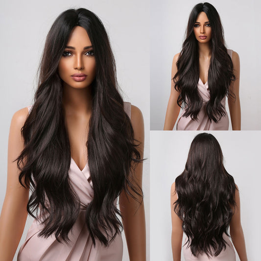 Delivery From US | 28 inch Long Dark Brown Wavy Wigs for Women MA2019-2