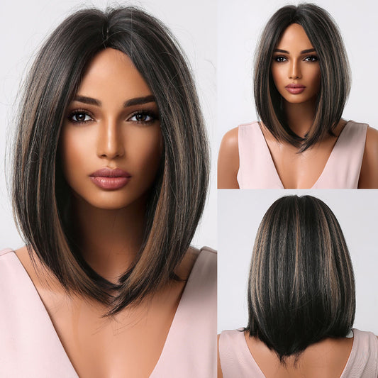 Delivery From US | 14 inch Black Mixed Brown Bob for Women MA2038-1