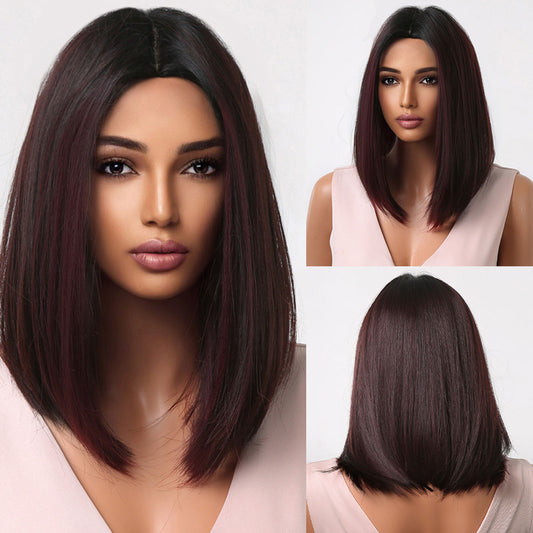 Delivery From US | 14 inch Dark Black Middle Part Bob for Women MA2054-1