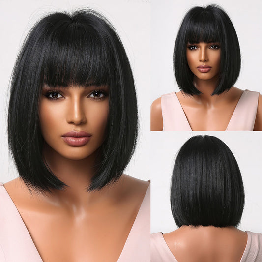 Delivery From US | 10 inch Black Short Bob With Bangs for Women MA2049-1
