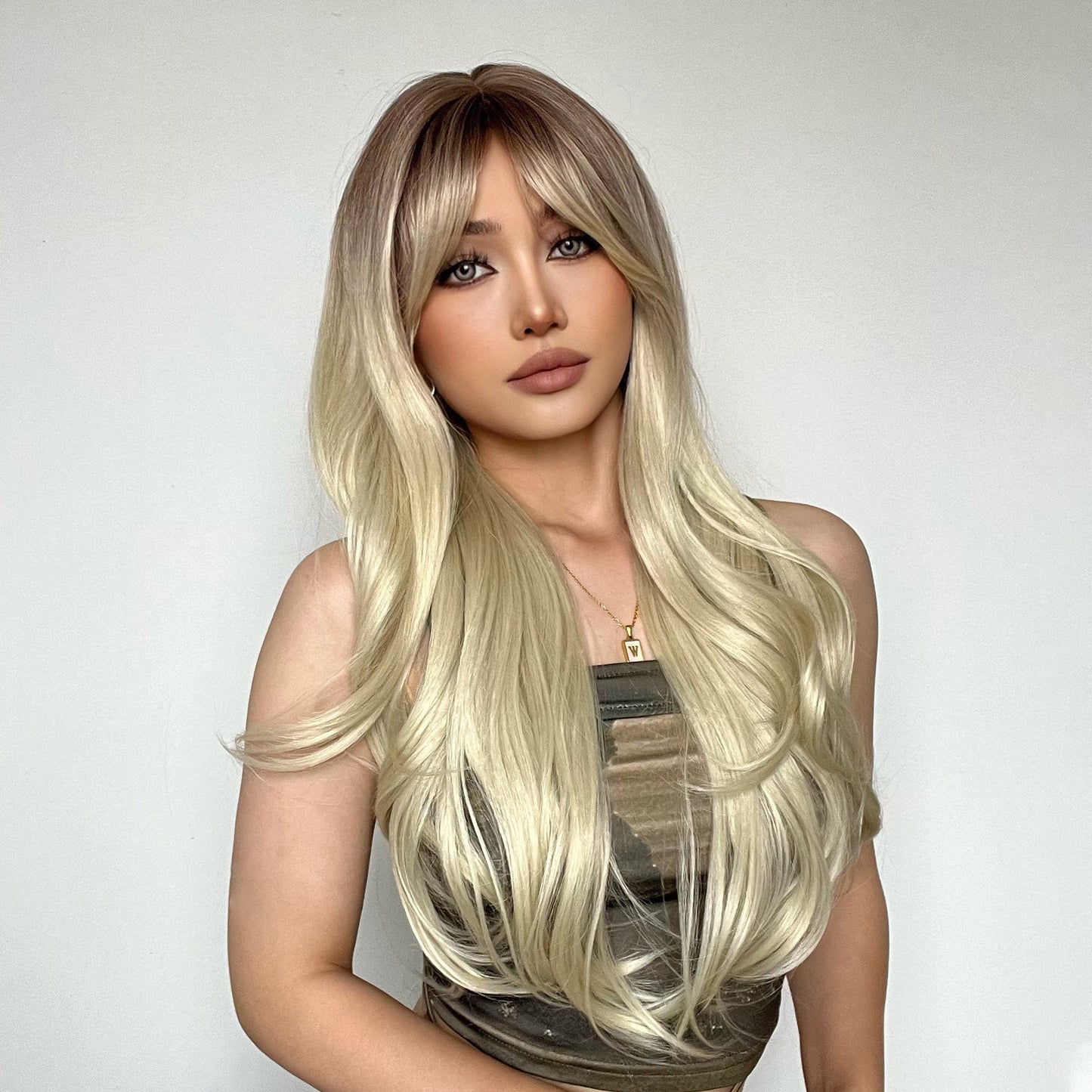 26 inches natural buckle at the end of hair fashion wig LC018