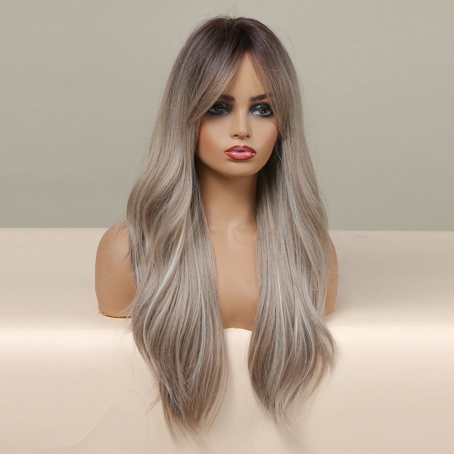 24 Inch Long Greyish Green Wavy Wig Synthetic Heat Resistant Wig LC457-1