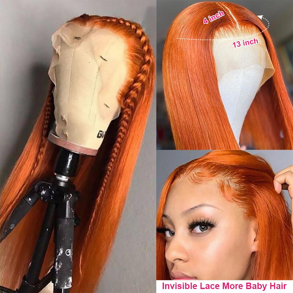 Ginger Orange 13x4 Lace Frontal Straight Human Hair Wigs