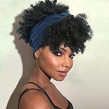 Afro Kinky Synthetic Headband Wig Kinky Curly Wig Afro Wrap Wigs