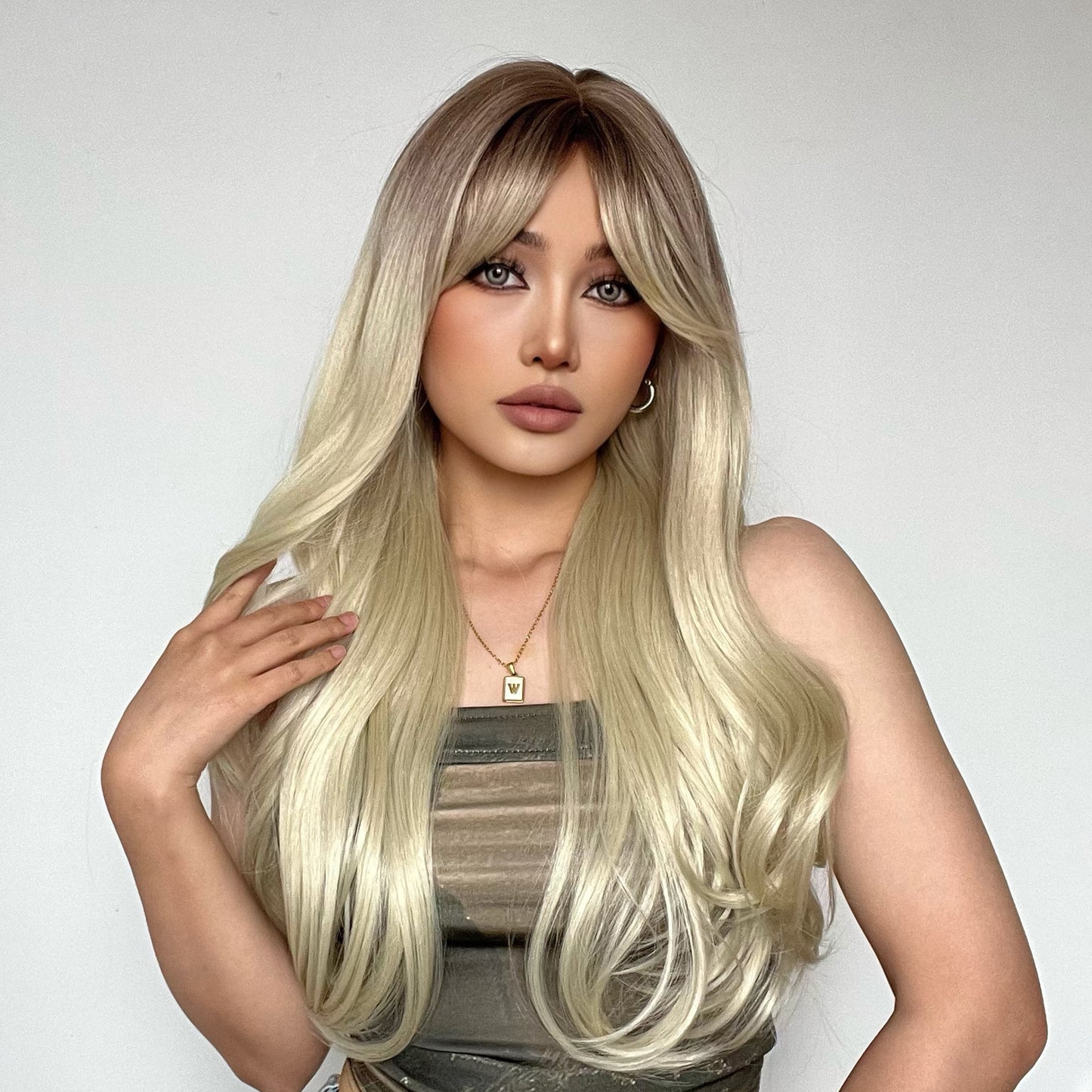 26 inches natural buckle at the end of hair fashion wig LC018