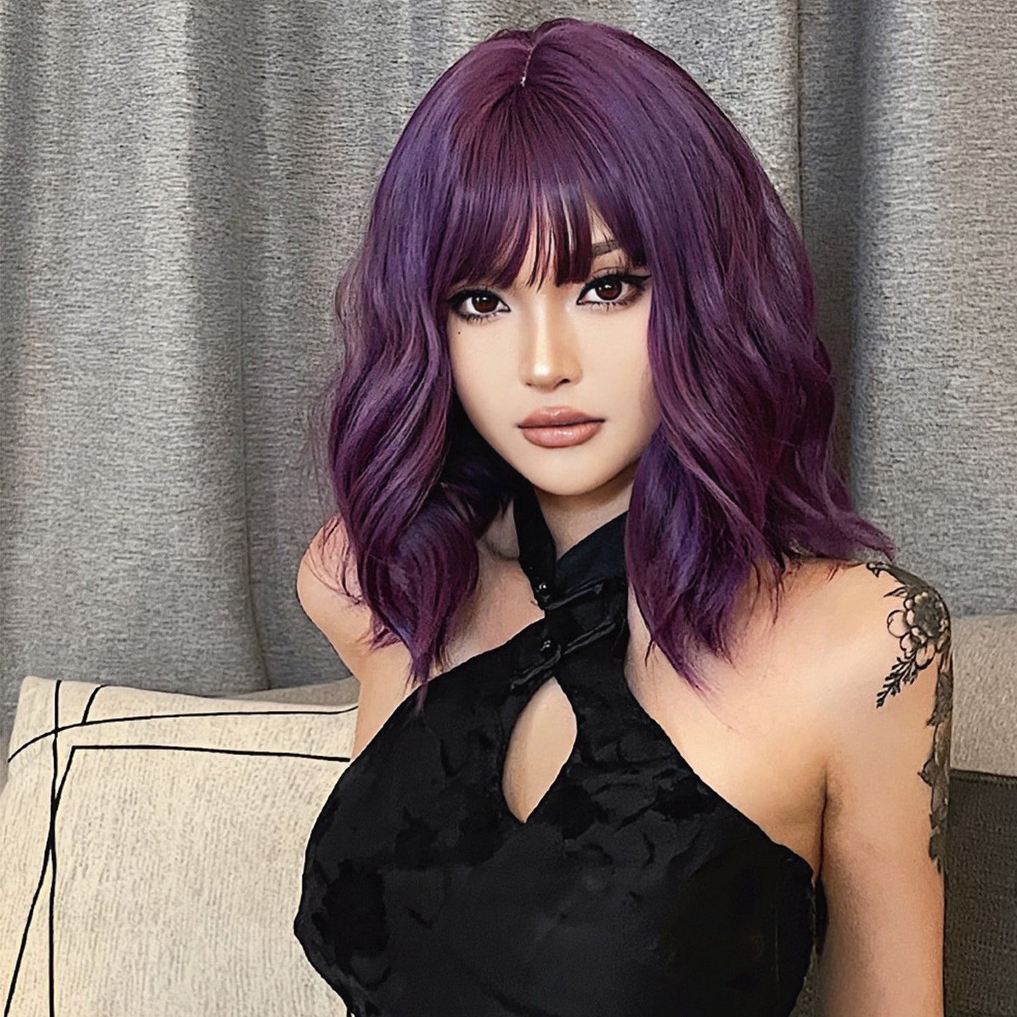 14 Inch Purple Short Wigs for Women WL1006-3