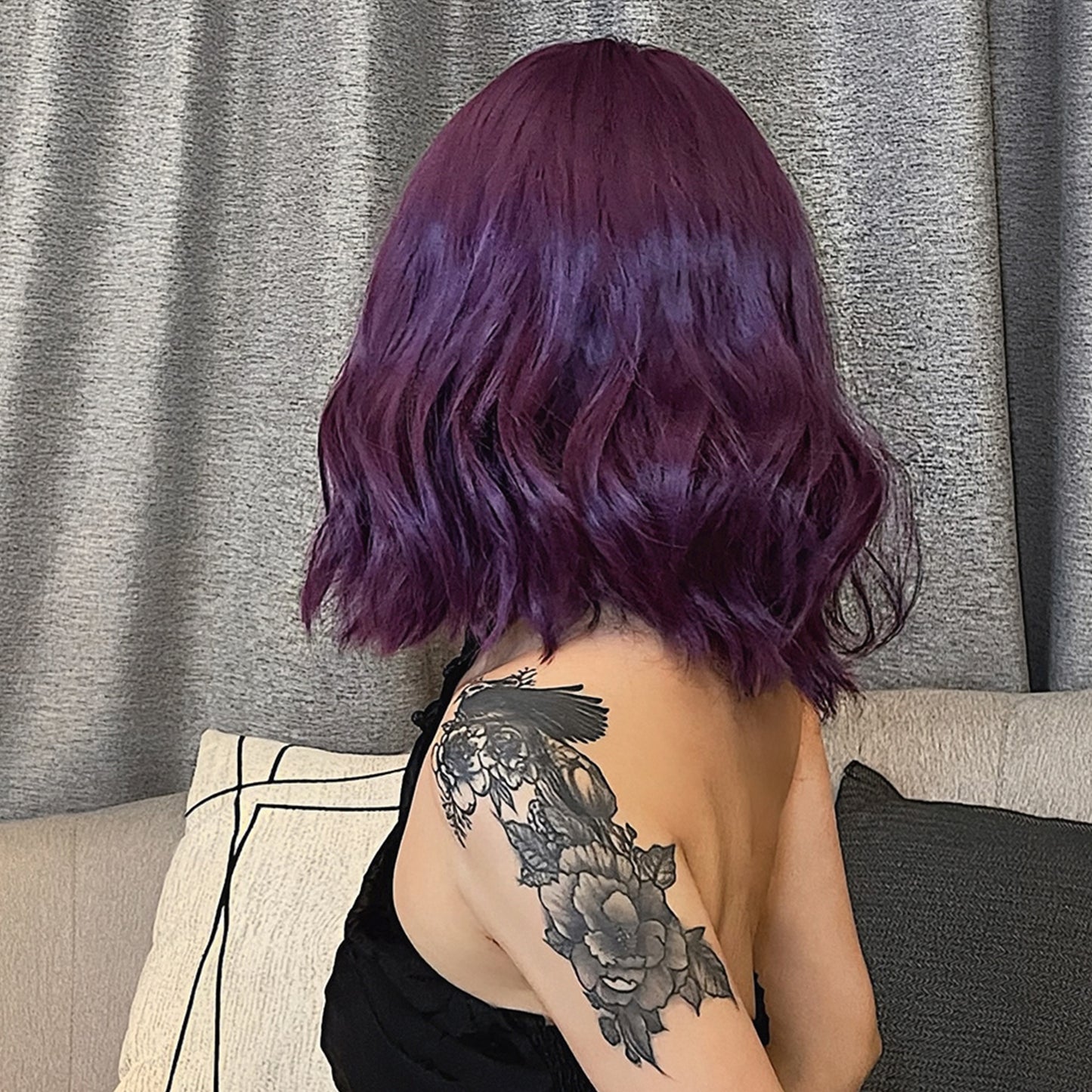 14 Inch Purple Short Wigs for Women WL1006-3