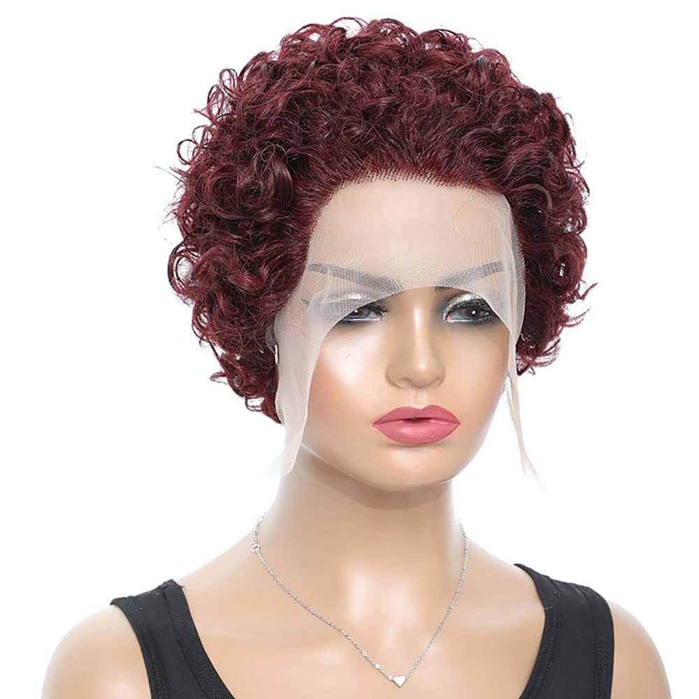 13 x1 pixie cut short curly lace frontal human hair wig