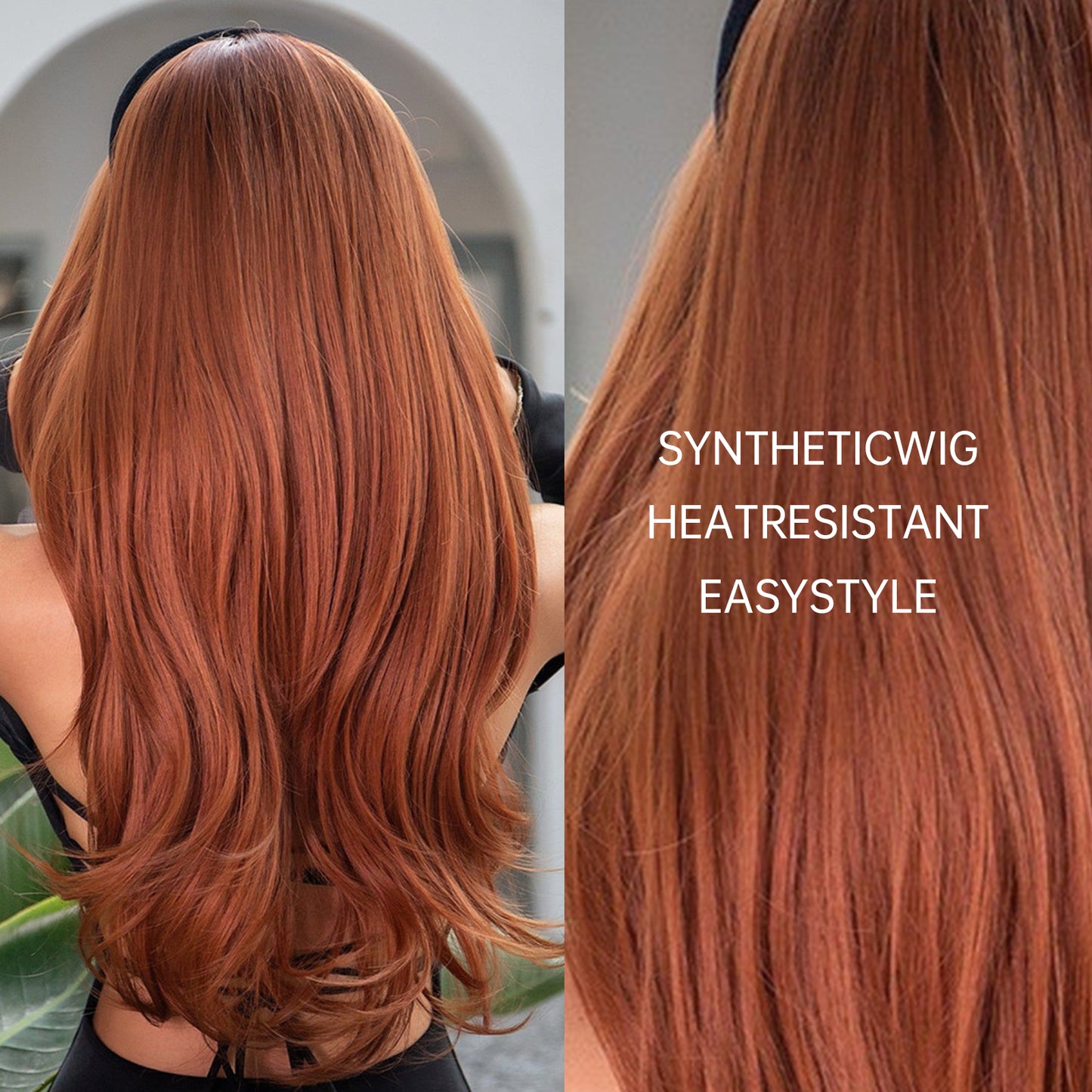 26 Inch Orange Long Straight Wigs for Women LC028-1