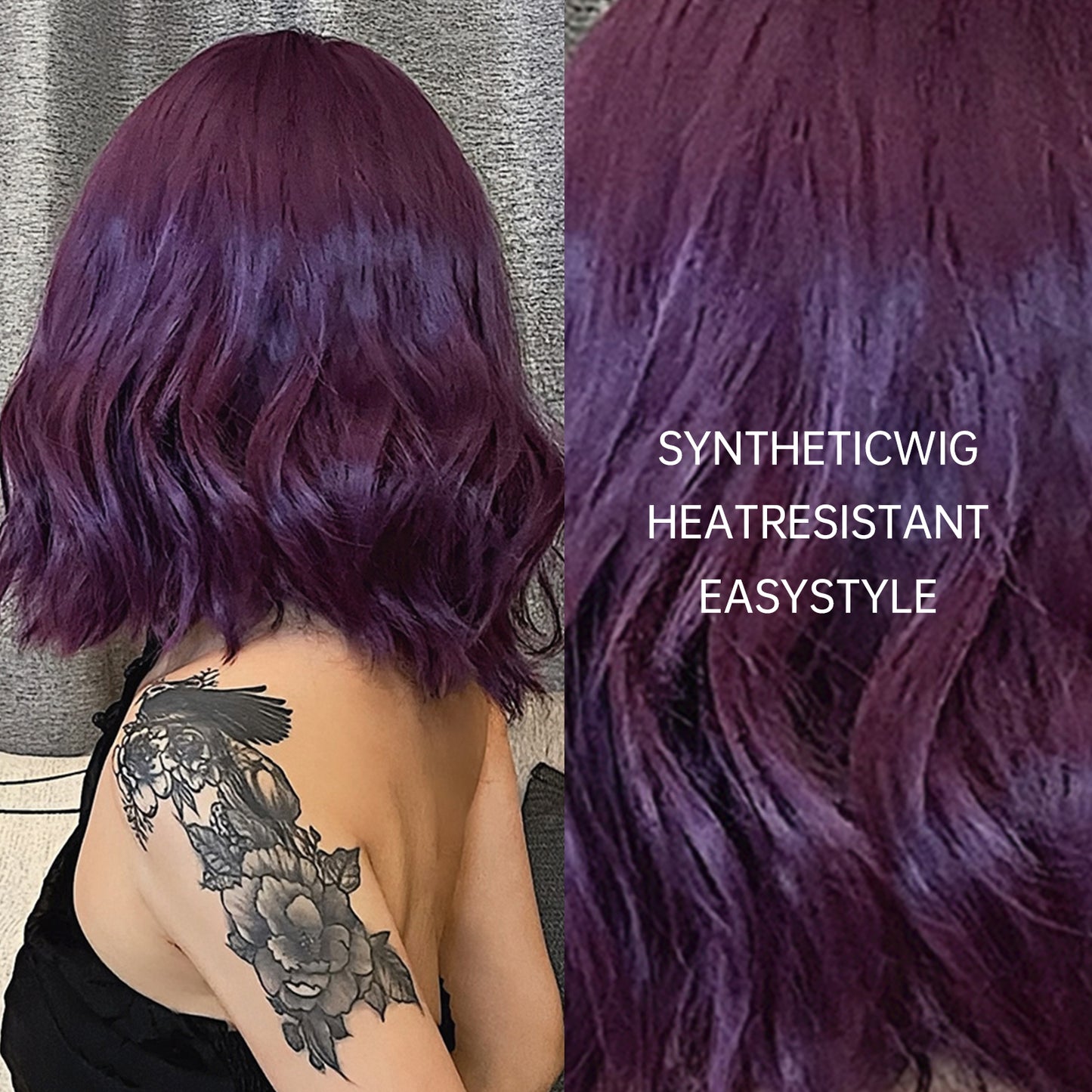 14 Inch Purple Short Wigs for Women WL1006-3