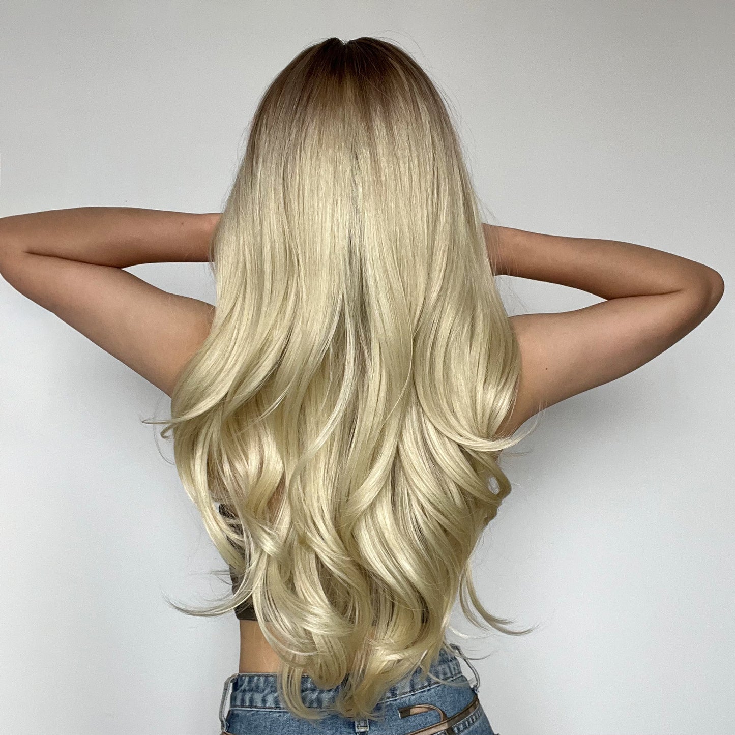 26 inches natural buckle at the end of hair fashion wig LC018