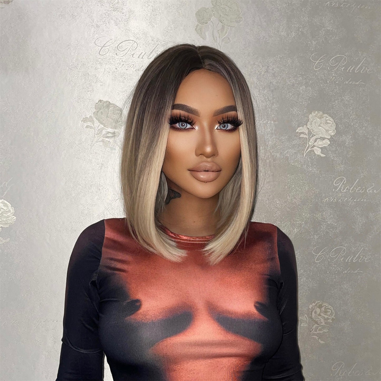 16 inches straight and cream-colored hair women hair LC8037