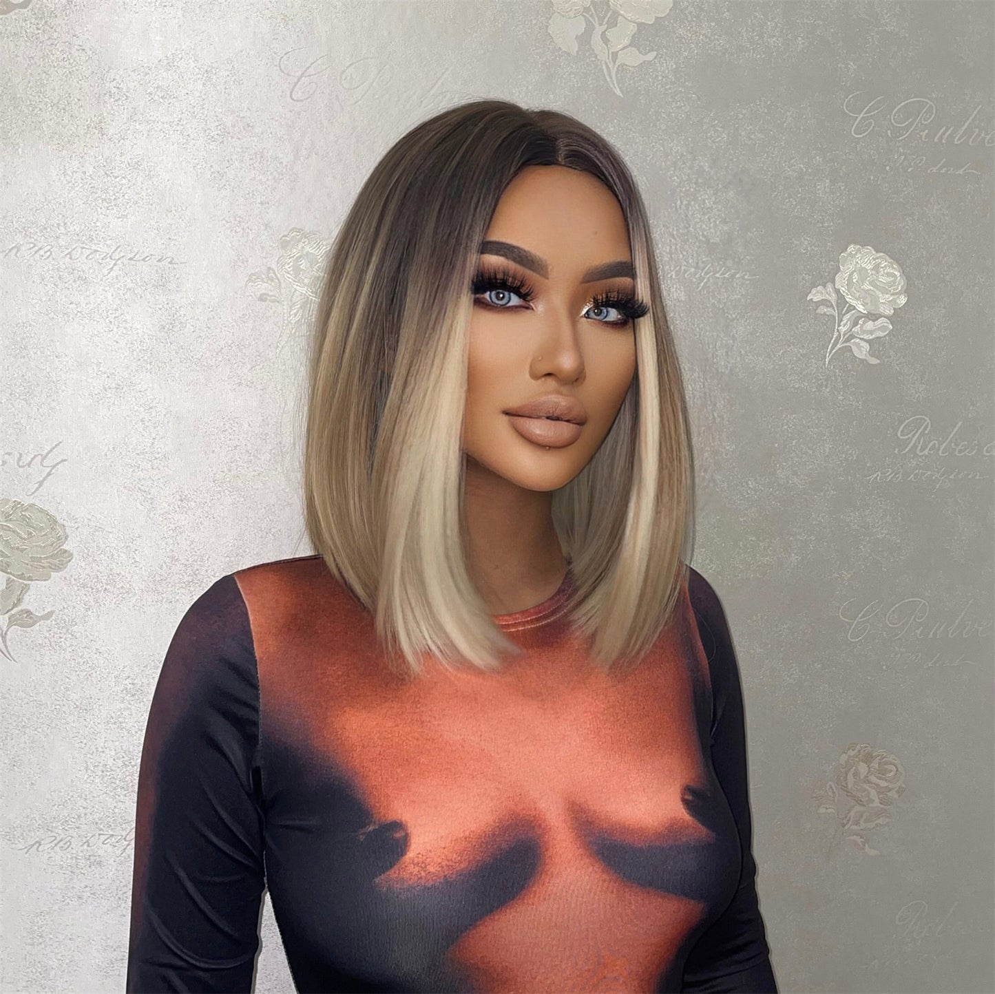 16 inches straight and cream-colored hair women hair LC8037