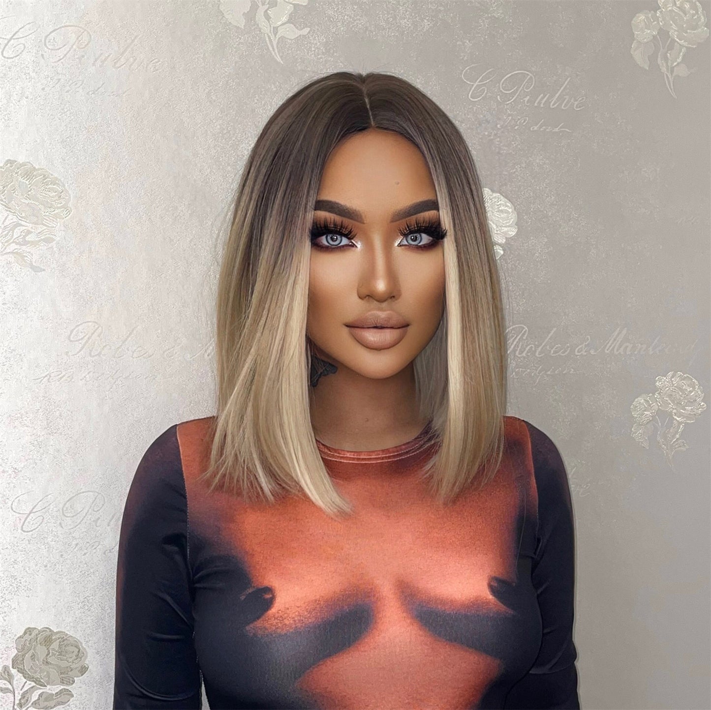 16 inches straight and cream-colored hair women hair LC8037