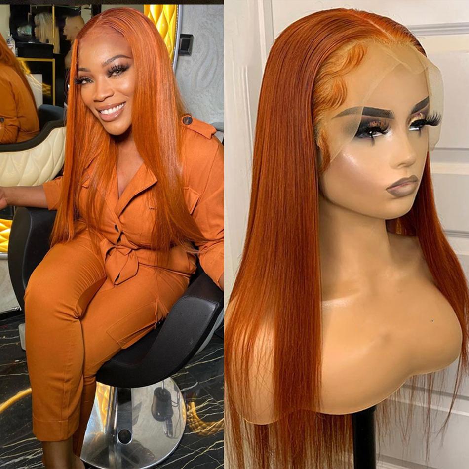 Ginger Orange 13x4 Lace Frontal Straight Human Hair Wigs