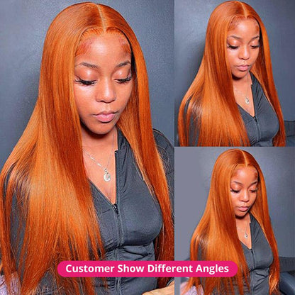 Ginger Orange 13x4 Lace Frontal Straight Human Hair Wigs