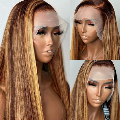 13x4 Highlight Straight & Bodywave Lace Frontal Human Hair Wig with 180% & 210% Density