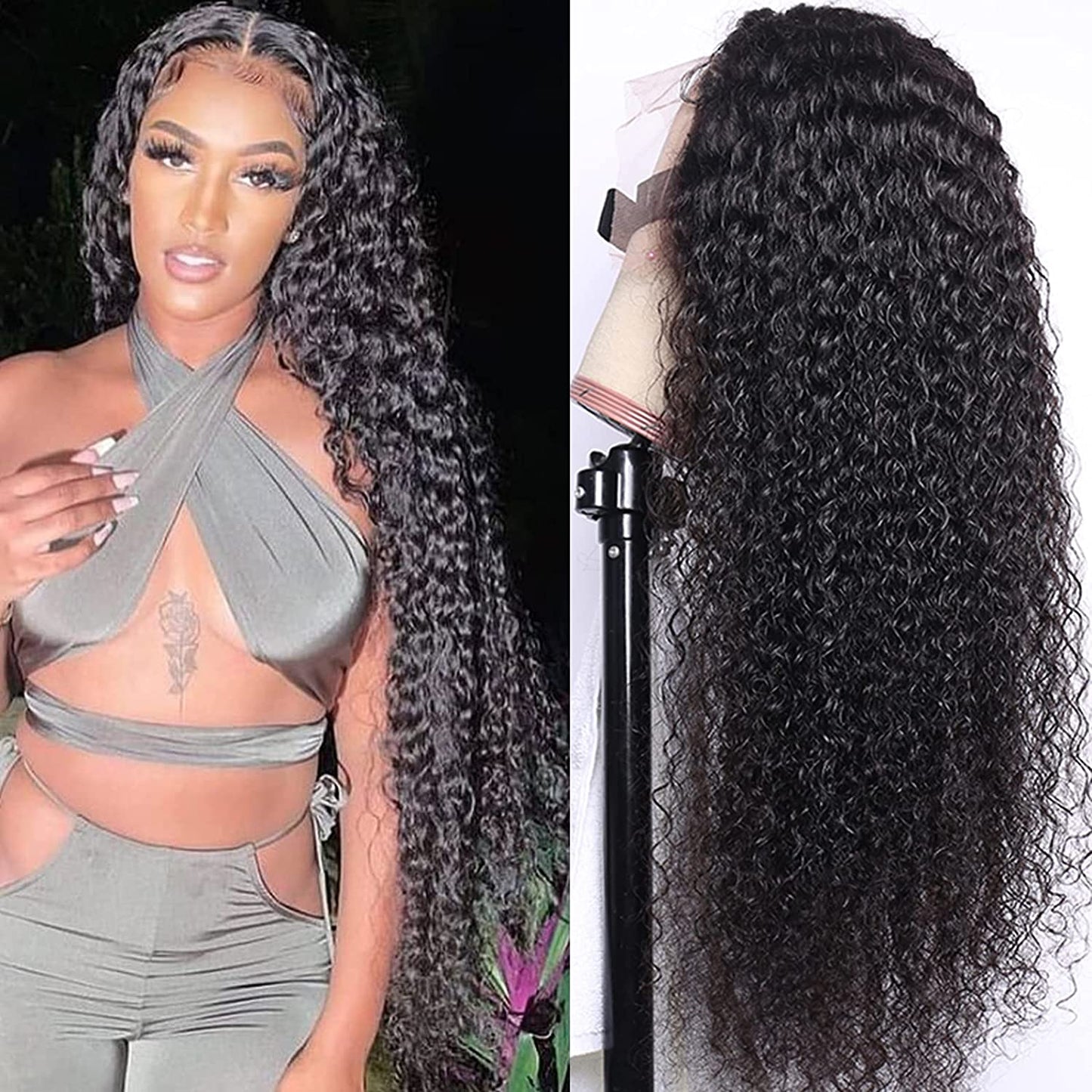 13x4 Deep Wave Lace Front Human Hair Wigs With Baby Hair 180% & 210% Density Natural Color