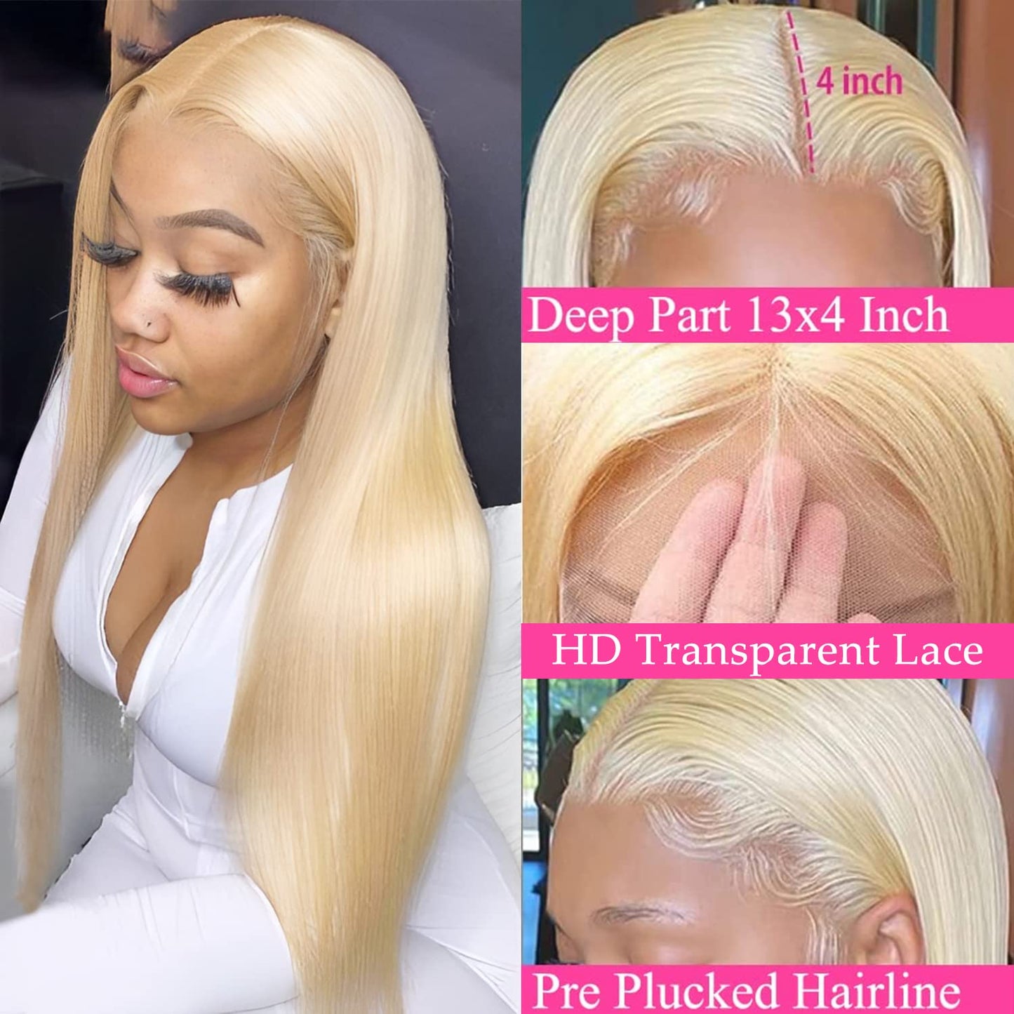 613 13x4 Straight Lace Frontal Human Hair Wig 180% & 210% Density