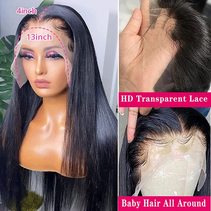 13x4 Straight Lace Frontal Brazilian Human Hair Wig180% & 210% Density