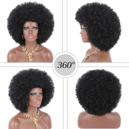 16" Women's Short Afro Kinky Curly Synthetic Afro Style Wig