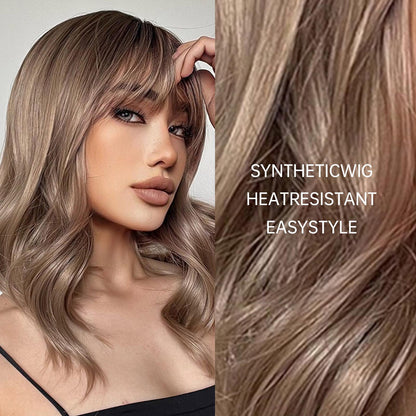 Delivery From US | 16 Inch Brown Ombre Wavy Wigs for Women LC1006-1