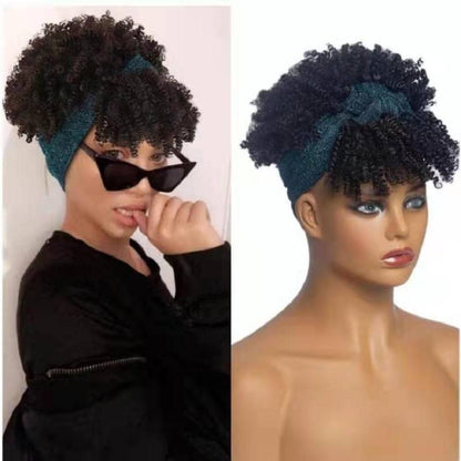 Afro Kinky Synthetic Headband Wig Kinky Curly Wig Afro Wrap Wigs