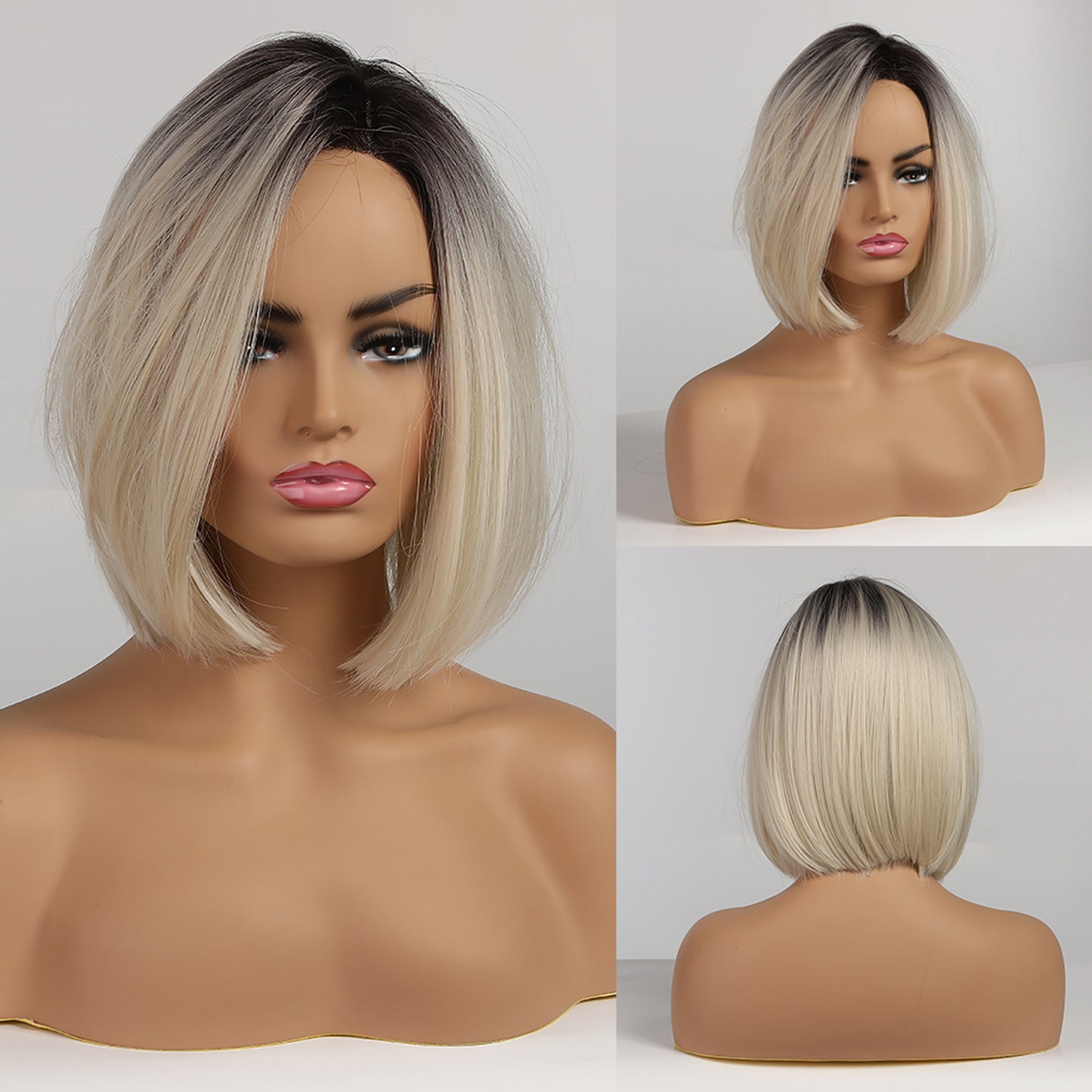 14 Inch Gray Short Bob Wig Synthetic Heat Resistant Wig SS168-1