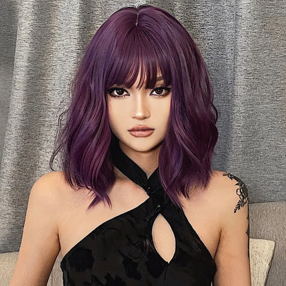 14 Inch Purple Short  Wigs for Women WL1006-3