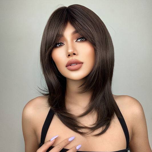 Delivery From US | 18 Inch Brown Long hair Wigs for Women LC242-6