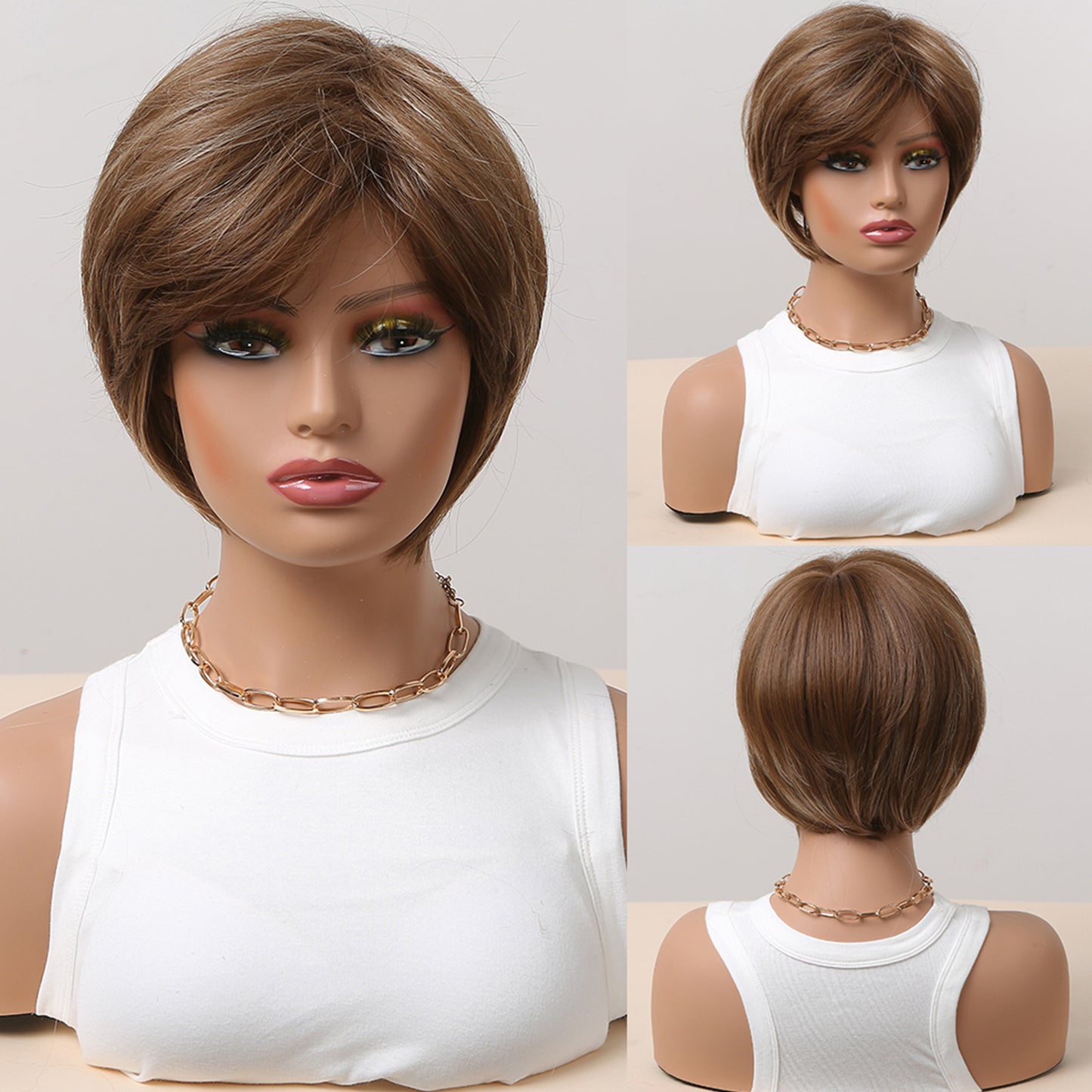 8 Inch Brown Pixie Cut Wig Synthetic Heat Resistant Wig SS179-1