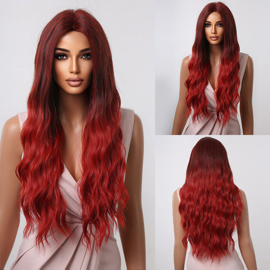Delivery From US | 30 inch Long Red Wavy Wig for Women MA2043-1