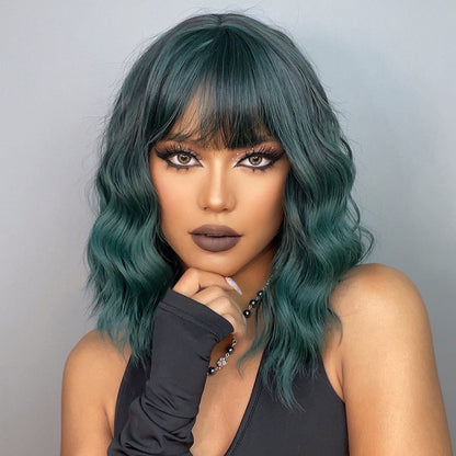 16 Inch Green Ombre Wavy BOB wigs for Women SS170-1