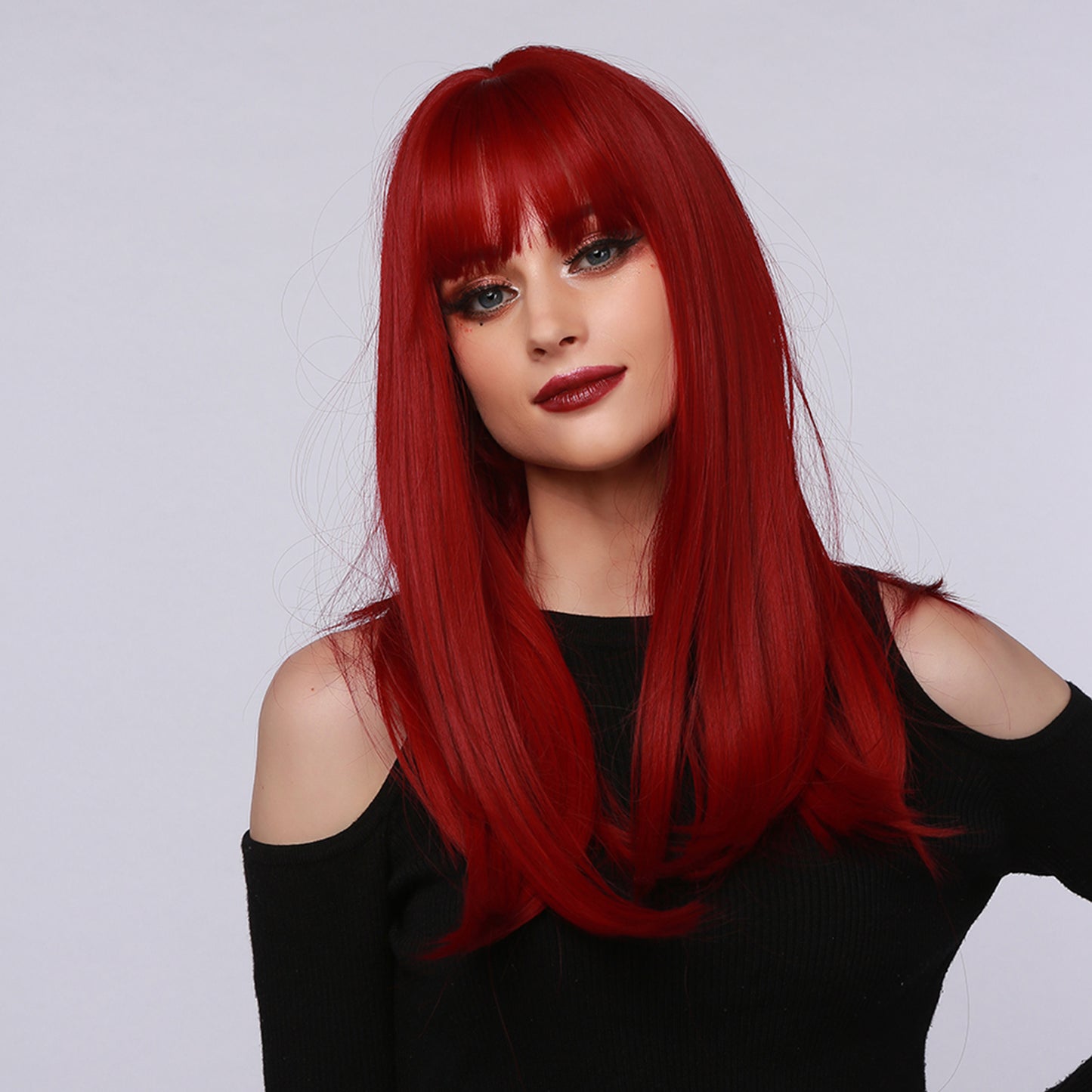 24 Inch Red Long Straight Wigs for Women LC6044-1