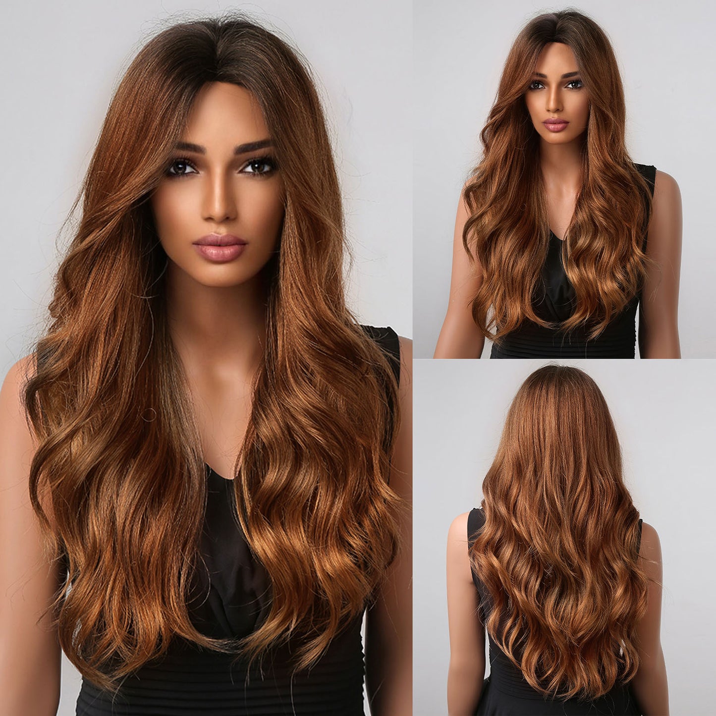 26 Inch Brown Wavy Wigs for Women MA2003-2