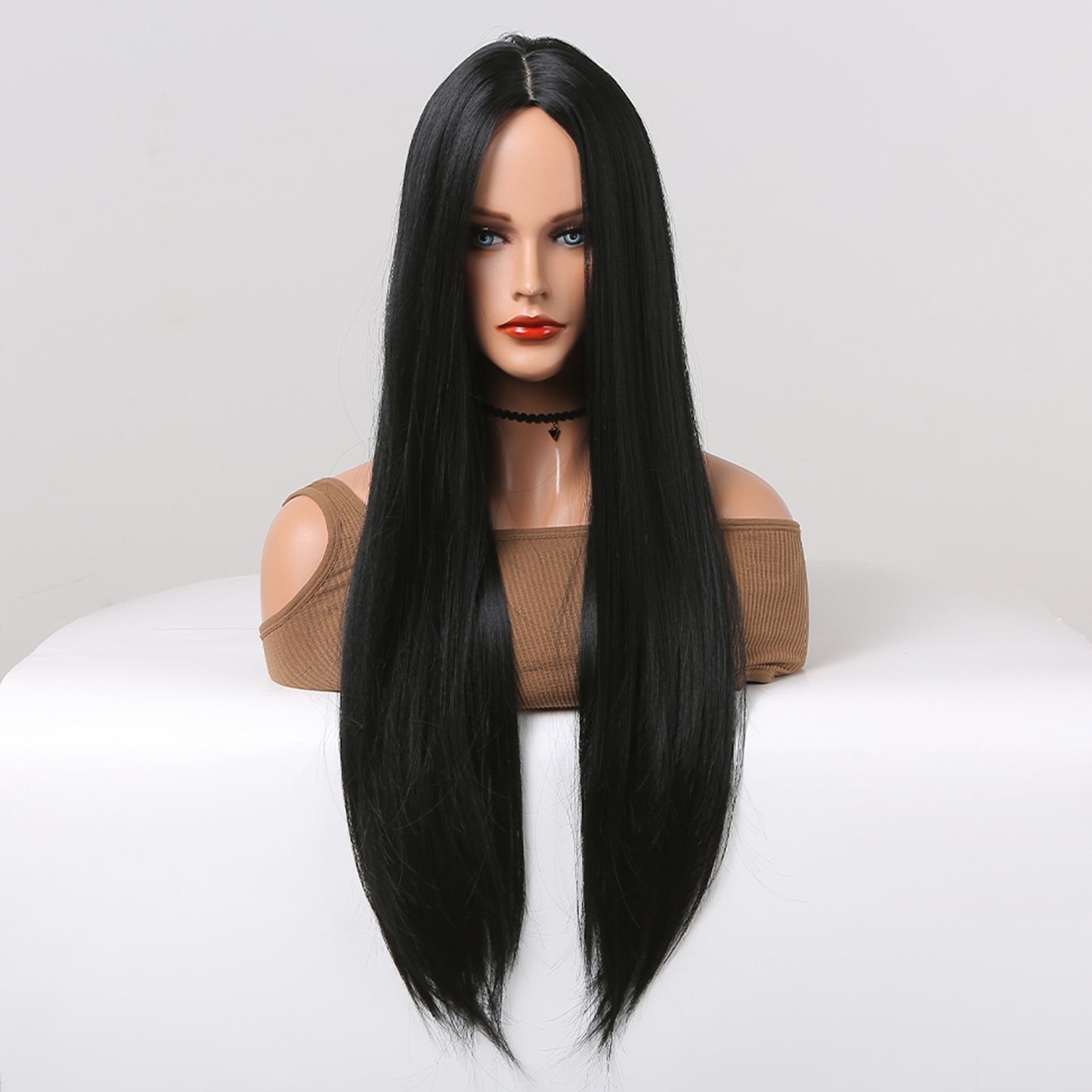 26 Inch Long Black Straight Wig Synthetic Heat Resistant Wig WL1014-1