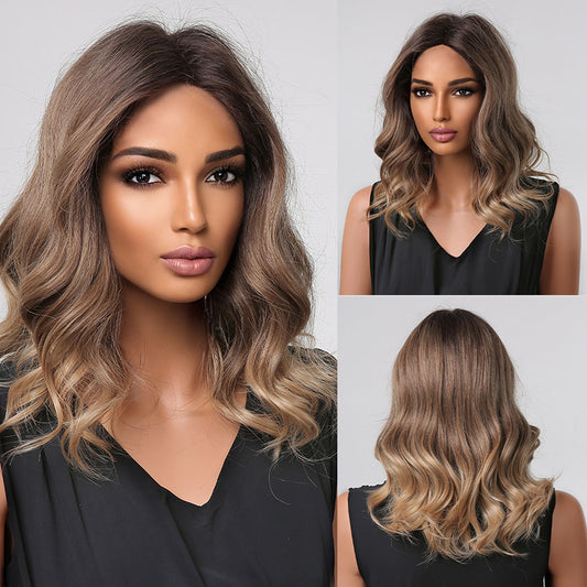 Delivery From US | 16 Inch Brown Ombre Short Curly Wig for Women MA2001-1