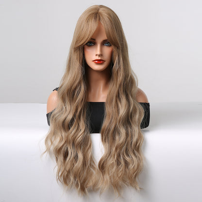 26 Inch Long Blonde With Bangs Wavy Wig Synthetic Heat Resistant Wig LC255-3