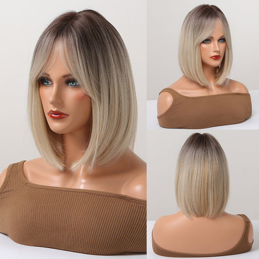 14 Inch Gray Short Bob Wig Synthetic Heat Resistant Wig SS176-1