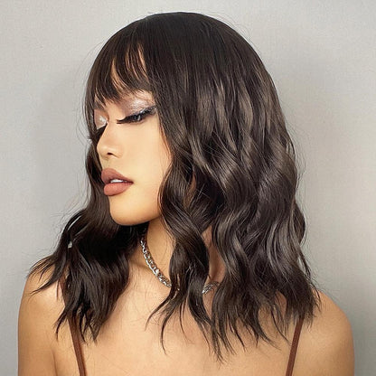 Delivery From US | 14 Inch Brown Wavy Bob wigs for Women LC210-4