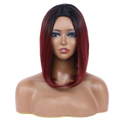 12 inch T-Colorful BOB Wigs for Women-1B/Skyblue, 1B/27, 1B/613,1B/Pink, 1B/Purple