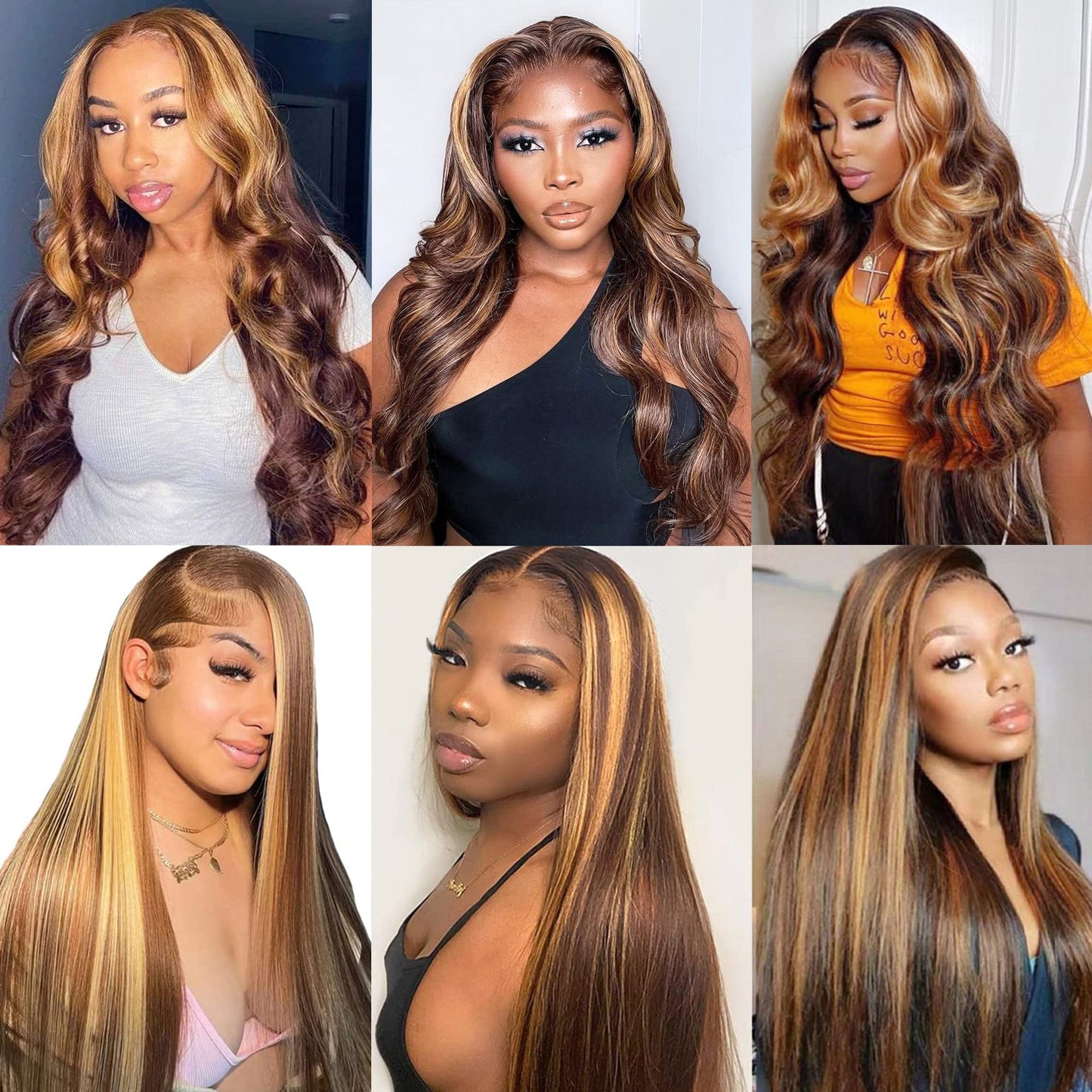 13x4 Highlight Straight & Bodywave Lace Frontal Human Hair Wig with 180% & 210% Density